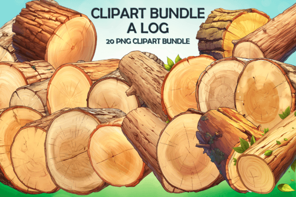 A Log Watercolor Clipart Bundle 20 PNG Illustrations