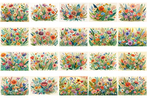 Boho Watercolor Wildflowers Bundle: Illustrations Review