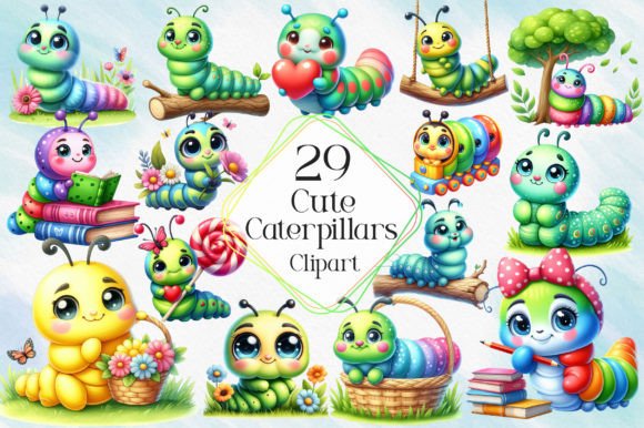 Cute Caterpillars Watercolor Clipart: Illustrations Review