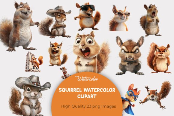Funny Squirrel Watercolor Clipart: Illustrations Review