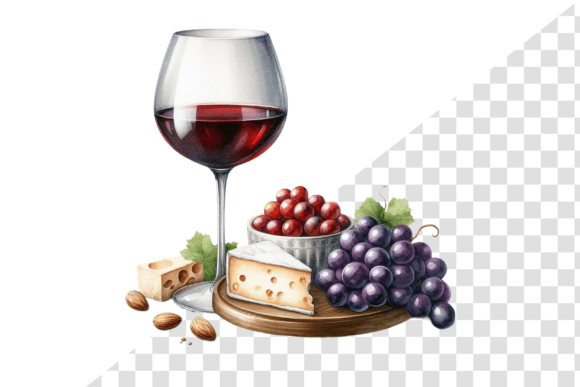 Glass of Wine Watercolor Clipart for Illustrations