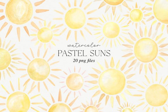 Pastel Watercolor Sun Clipart: Illustrations for Branding