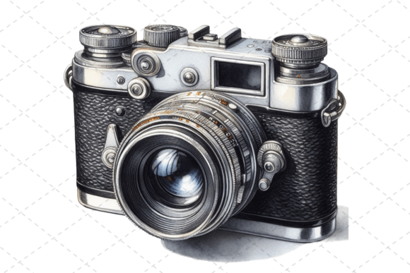 RetroSnap Watercolor Vintage Camera Art Illustrations