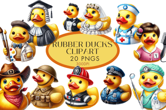 Rubber Duck Clipart Watercolour Bundle: Editorial Illustrations