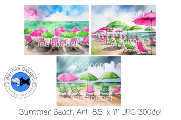 Summer Beach Watercolor Illustrations for Brand Design