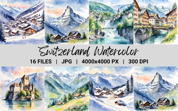 Switzerland Landscape Watercolor Illustrations Review