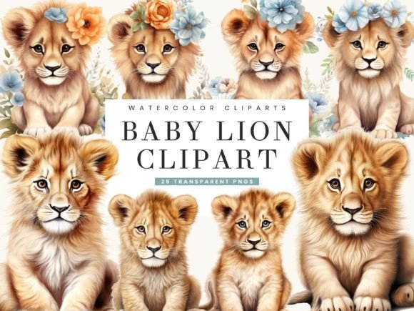 Watercolor Baby Lion Clipart Bundle: Illustrations Review