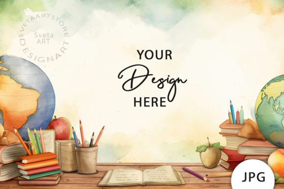 Watercolor Back to School Background Illustrations