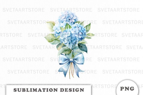 Watercolor Blue Hydrangea Bouquet Png Review