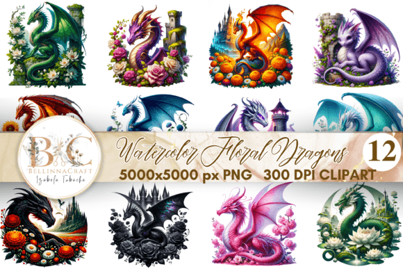 Watercolor Floral Dragons Clipart: An Embroidery Review