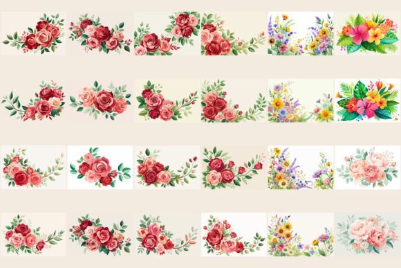 Watercolor Flower Corner Border Bundle Review