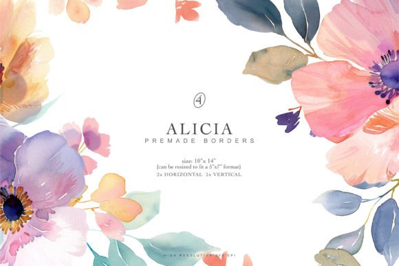 Watercolor Flowers Premade Border Set: Illustrations Review