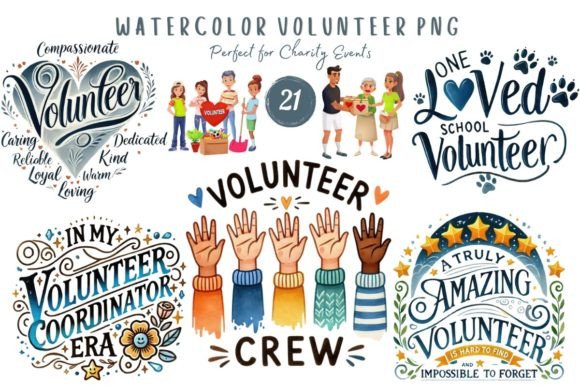 Watercolor Local Volunteers PNG Clipart Illustrations
