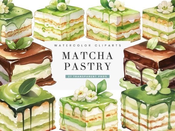 Watercolor Matcha Pastry Illustrations Review