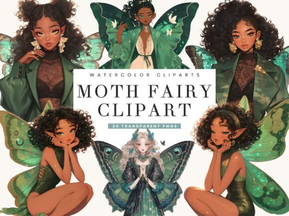 Watercolor Moth Fairy Clipart Bundle: Illustrations Review