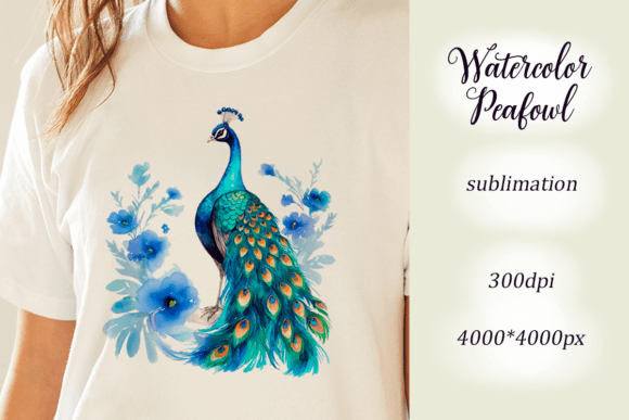 Watercolor Peafowl Sublimation: Elegant Illustrations