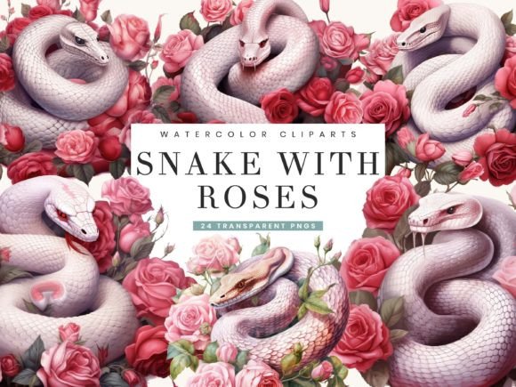 Watercolor Snake with Roses Clipart: Illustrations Review