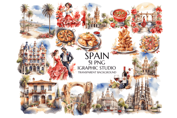 Watercolor Spanish Clipart: Illustrations for Branding