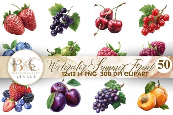 Watercolor Summer Fruit Illustrations for Branding