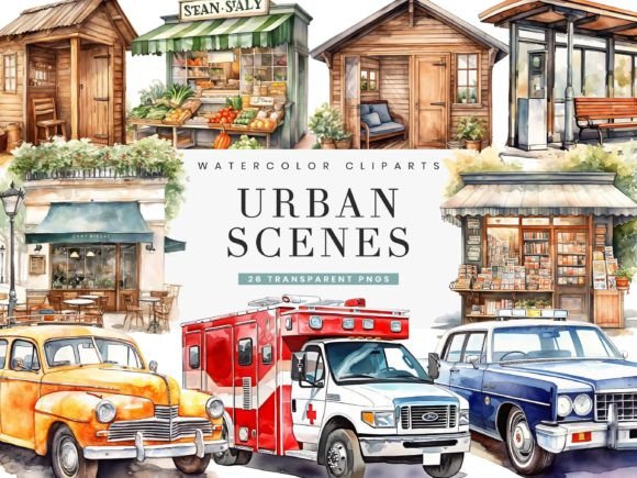 Watercolor Urban Scene Illustrations for Client Projects