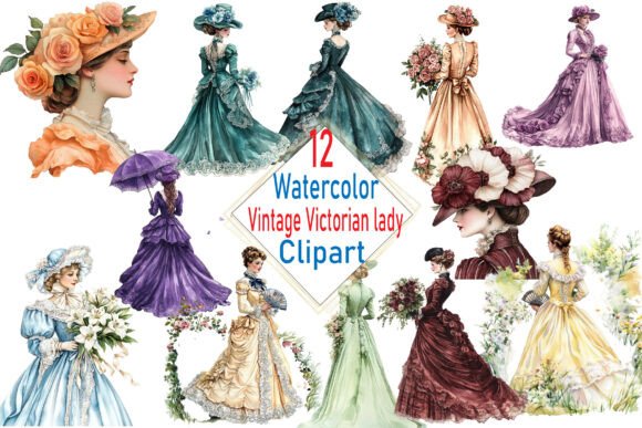 Watercolor Victorian Lady Clipart Set: Illustrations Review