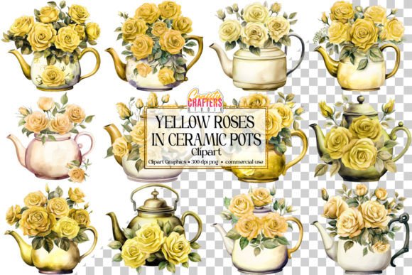Yellow Roses in Pots Watercolor Bundle Review